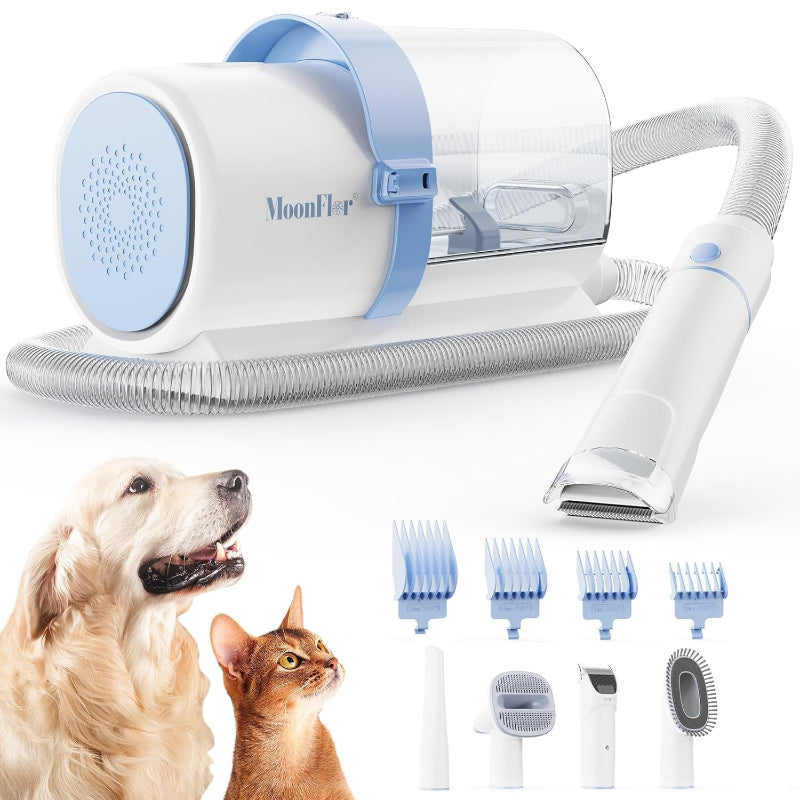 Dog Grooming Kit with 2.5L Large-Capacity 10Kpa Vacuum for Shedding, Low Noise Hair Remover with 4 Proven Pet Grooming Supplies, Quiet Hair Clippers Set for Cats & Dogs